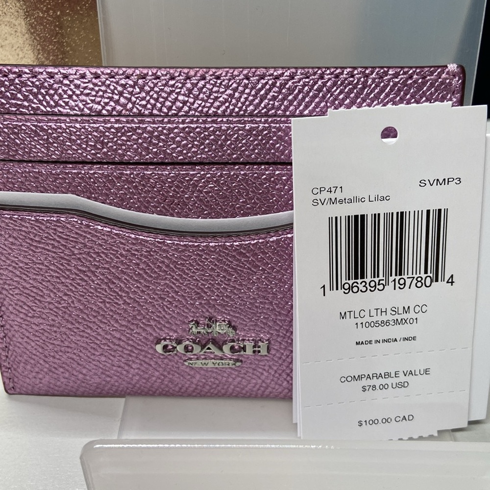Coach pink metallic card case - Picture 1 of 8
